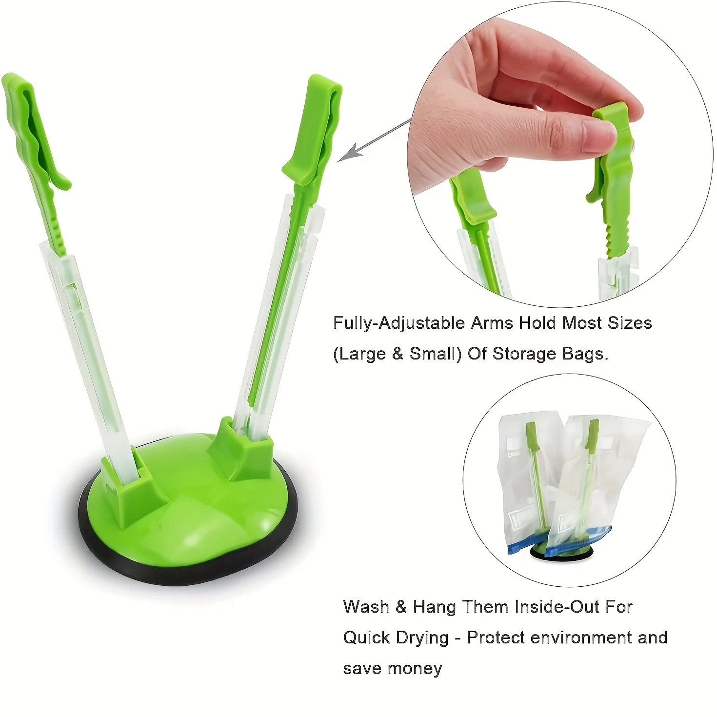 Food Storage Zipper Bags - Zipper Bag Holder Plastic Adjustable NonSlip