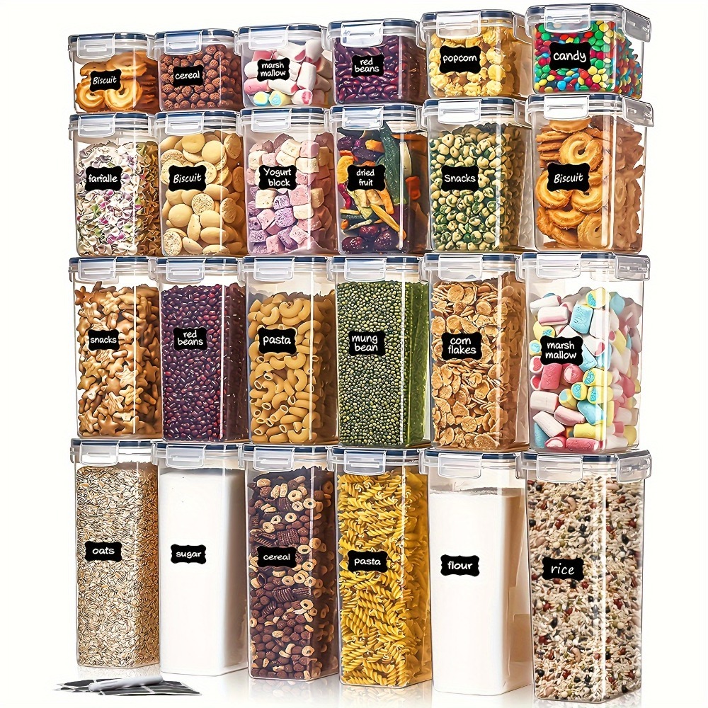 Food Storage Cabinet For Kitchen - 24Pcs Food Storage Containers 12 Boxes