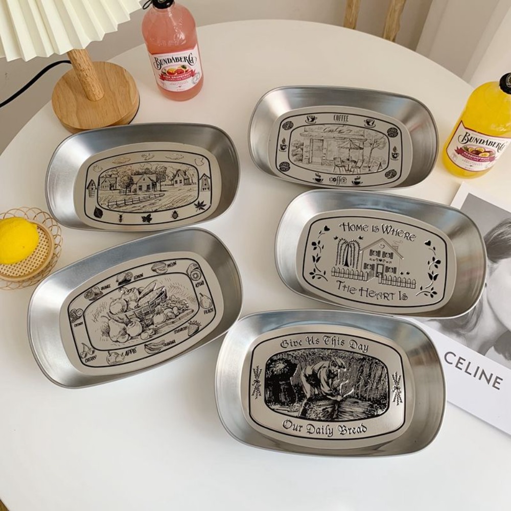 Food Storage Table - 2PCS Vintage American Tin Tray Stainless