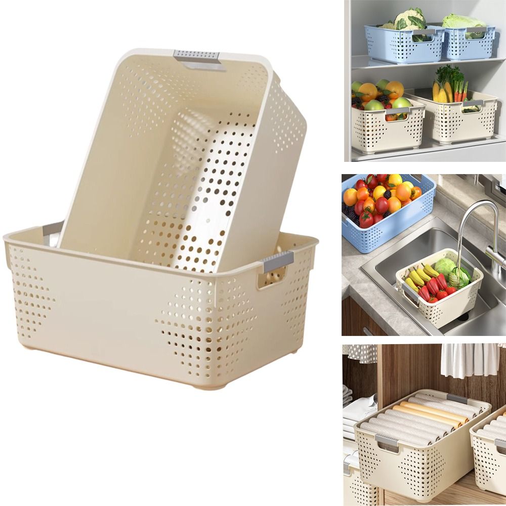 Food Storage Without Plastic - Durable Plastic Storage Basket Stackable Hollow-out