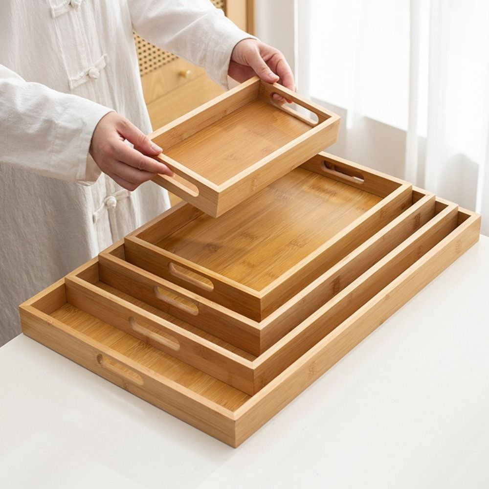 Storage Food Tray - Decorate Tray Rectangular Bamboo Wooden Tray