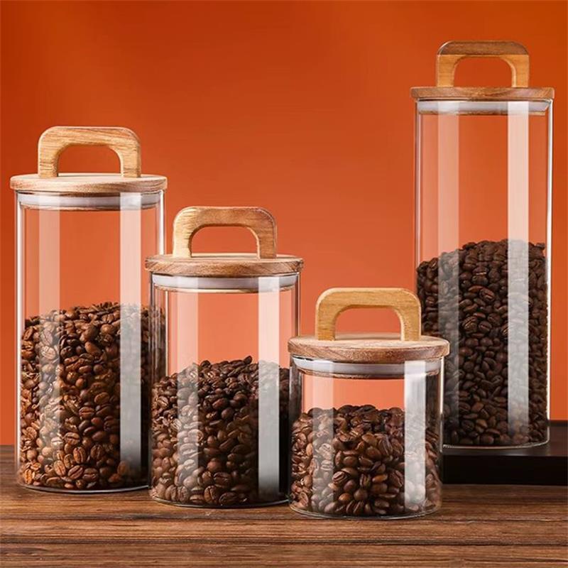 Food Storage Glass Containers - Clear Glass Jar with Bamboo Lid