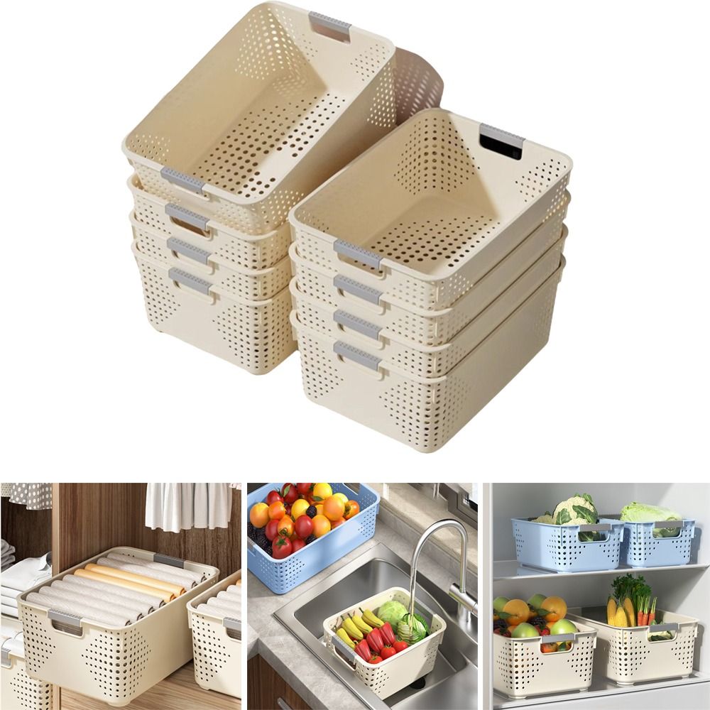 Food Storage Without Plastic - Durable Plastic Storage Basket Hollow-out Design