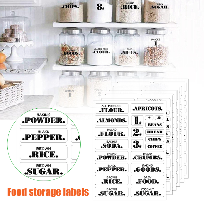 Food Storage Label - 132pcs Kitchen Food Stickers Waterproof Food