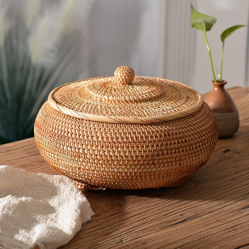 Food Storage Made Easy - Handwoven Rattan Storage Box With Lid