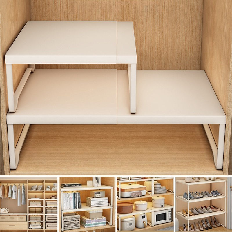 Food Storage Rack For Kitchen - Carbon Steel Expandable Stackable Storage Rack