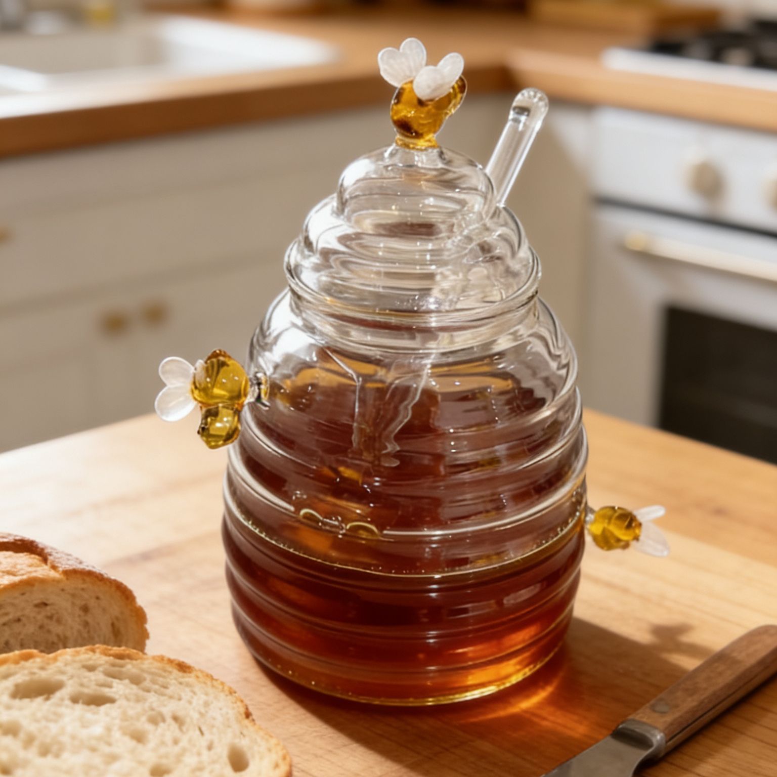 Glass Honey Jar with Dipper &  - Herb Keeper Container recension och pris