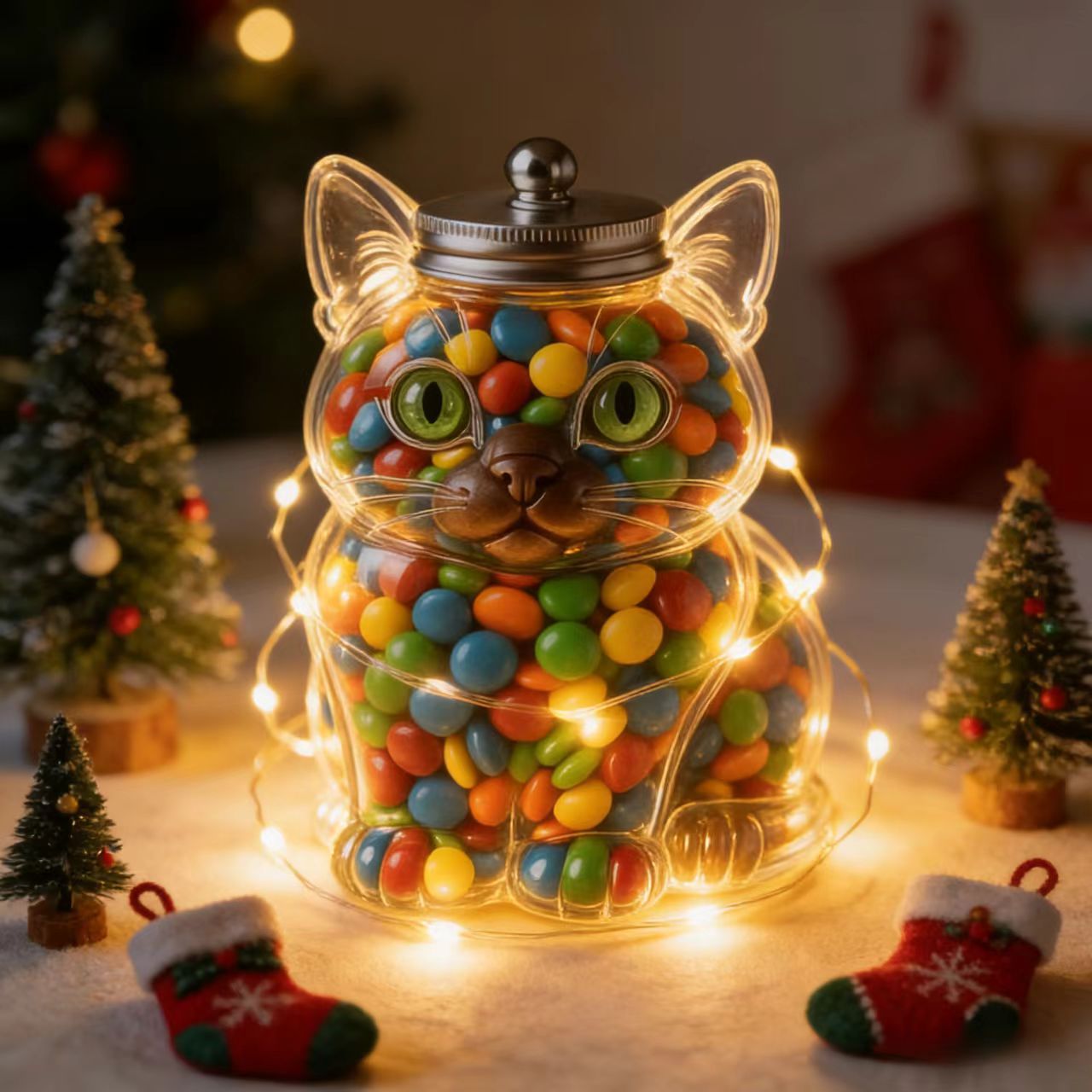 Cute Cat Shaped Glass Candy Ja - Food Storage Glass Containers recension och pris