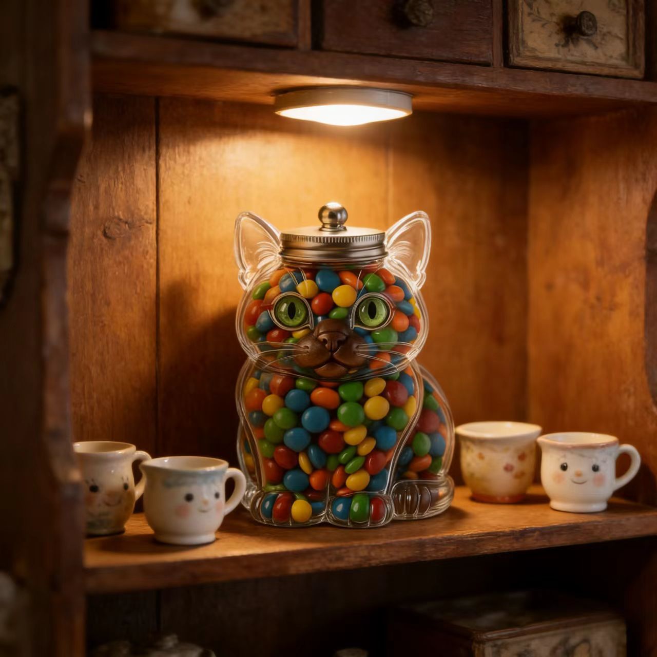 Cute Cat Shaped Glass Candy Ja - Food Storage Glass Containers recension och pris