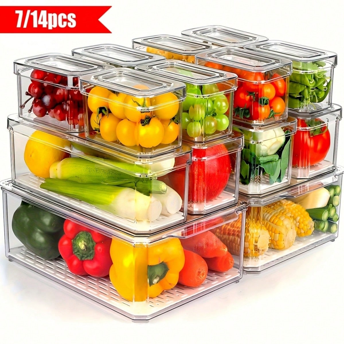 7/14 Pack Stackable Fridge Org - Food Storage Cabinet For Kitchen recension och pris