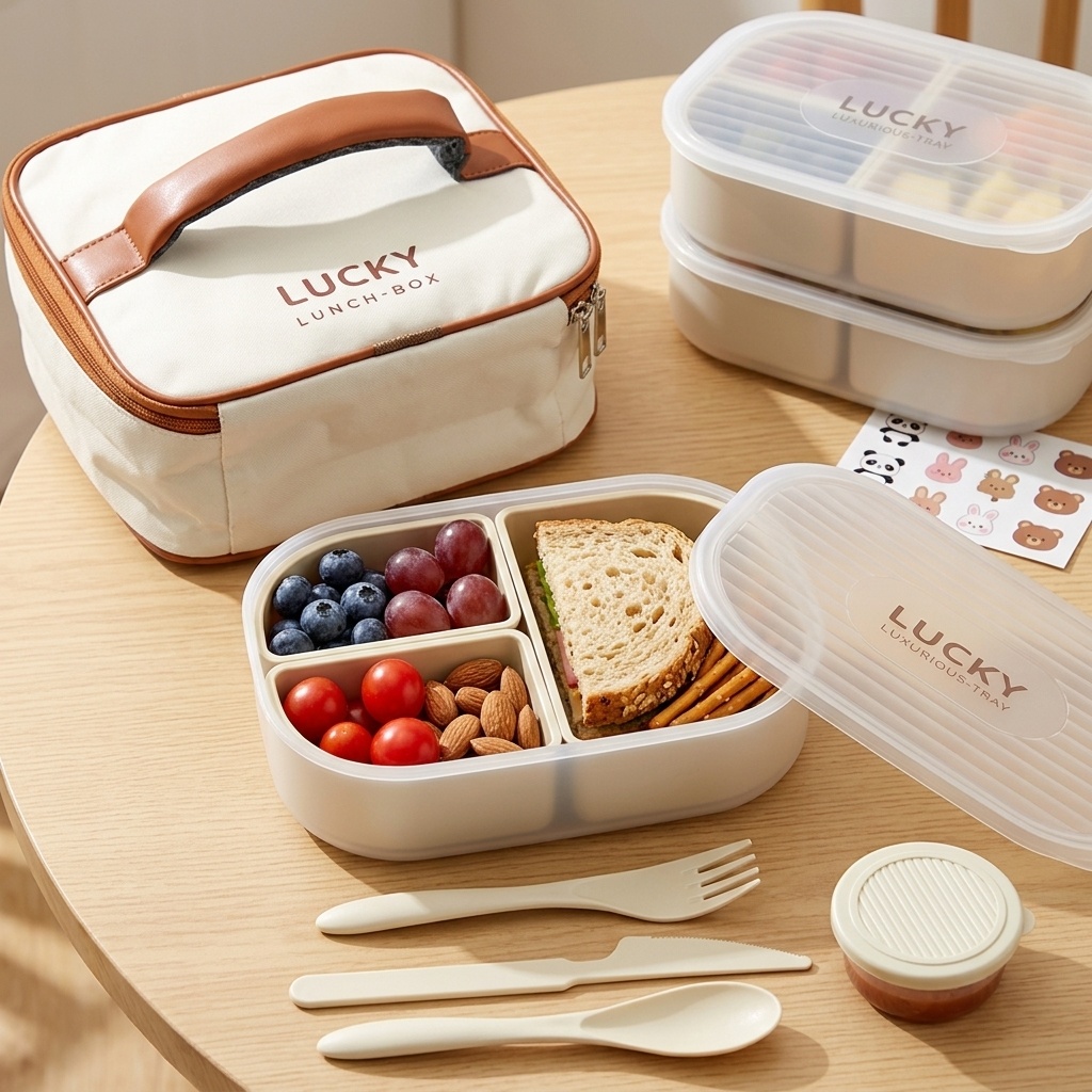 Portable Divided Plastic Lunch - Food Storage Microwave Safe recension och pris