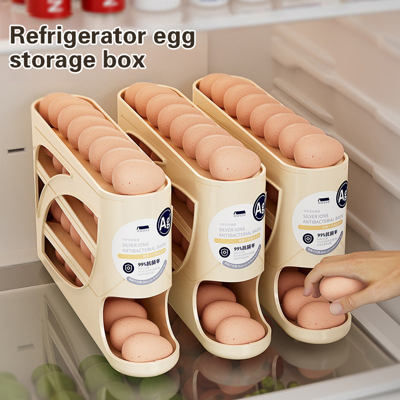 4 Layers Automatic Rolling Egg - Food Storage Rack For Kitchen recension och pris