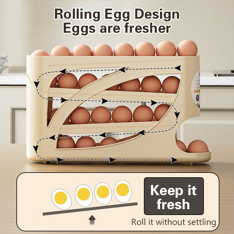 4 Layers Automatic Rolling Egg - Food Storage Rack For Kitchen recension och pris