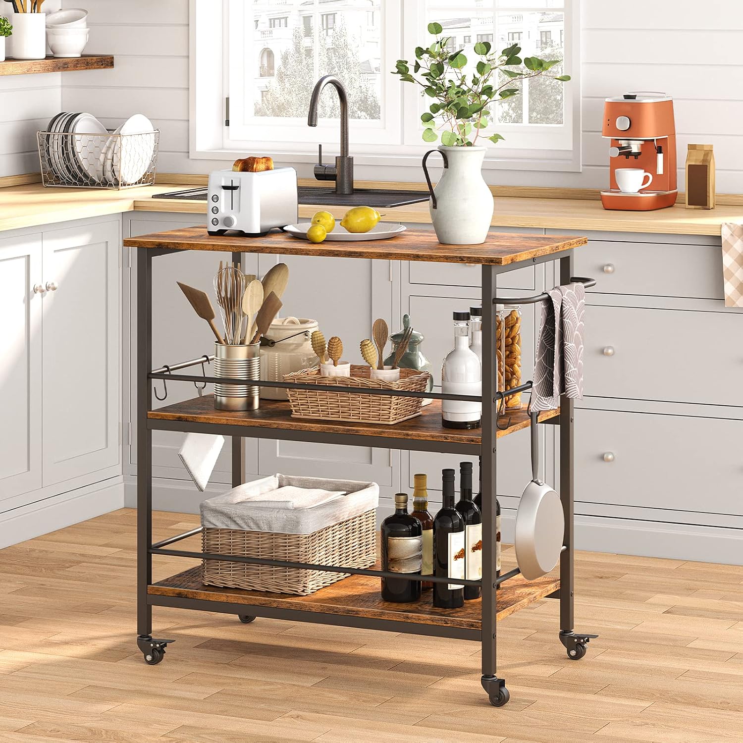 3 Tier Industrial Kitchen Isla - Food Storage Table recension och pris