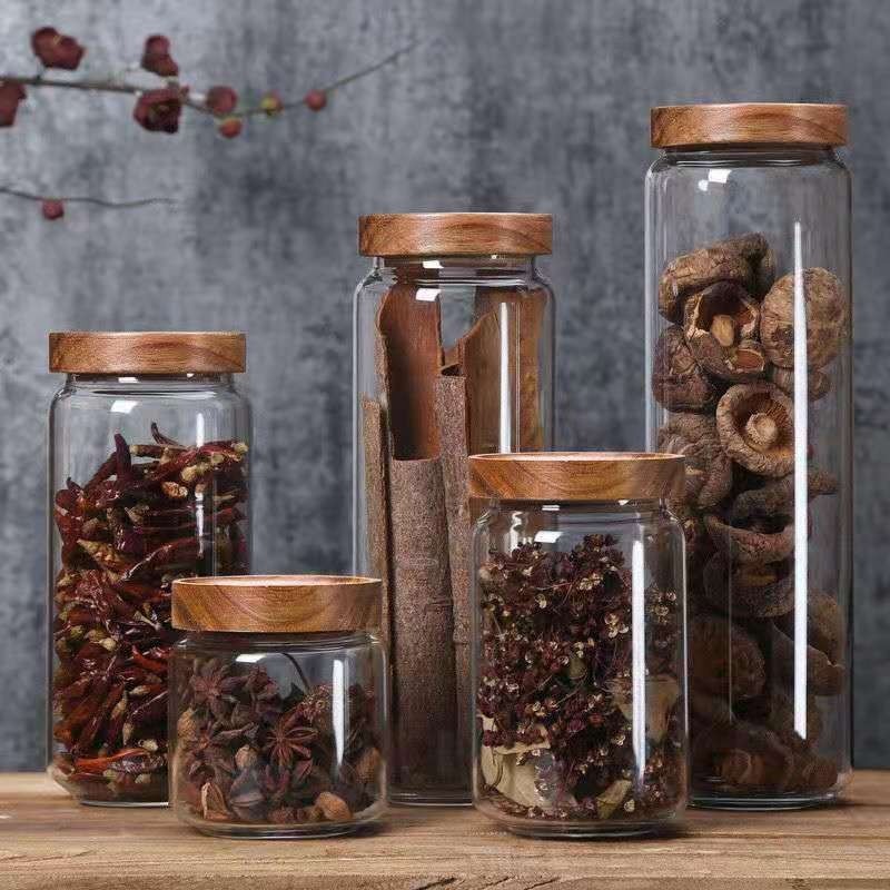 Round Glass Tube Jar Acacia Wo - Food Storage Youtube recension och pris