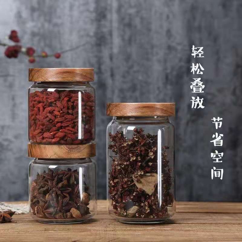 Round Glass Tube Jar Acacia Wo - Food Storage Youtube recension och pris
