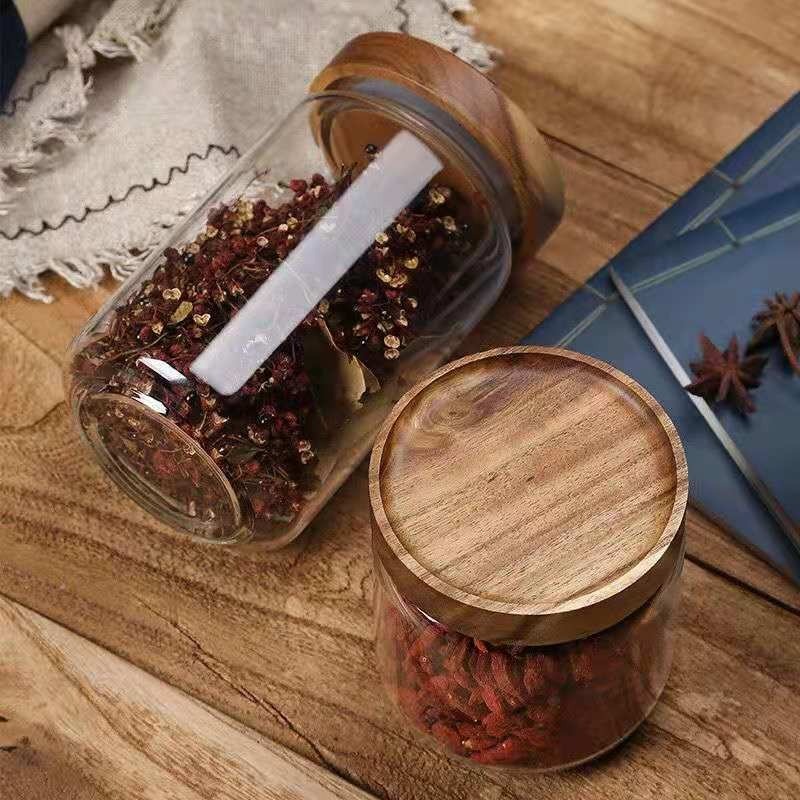 Round Glass Tube Jar Acacia Wo - Food Storage Youtube recension och pris