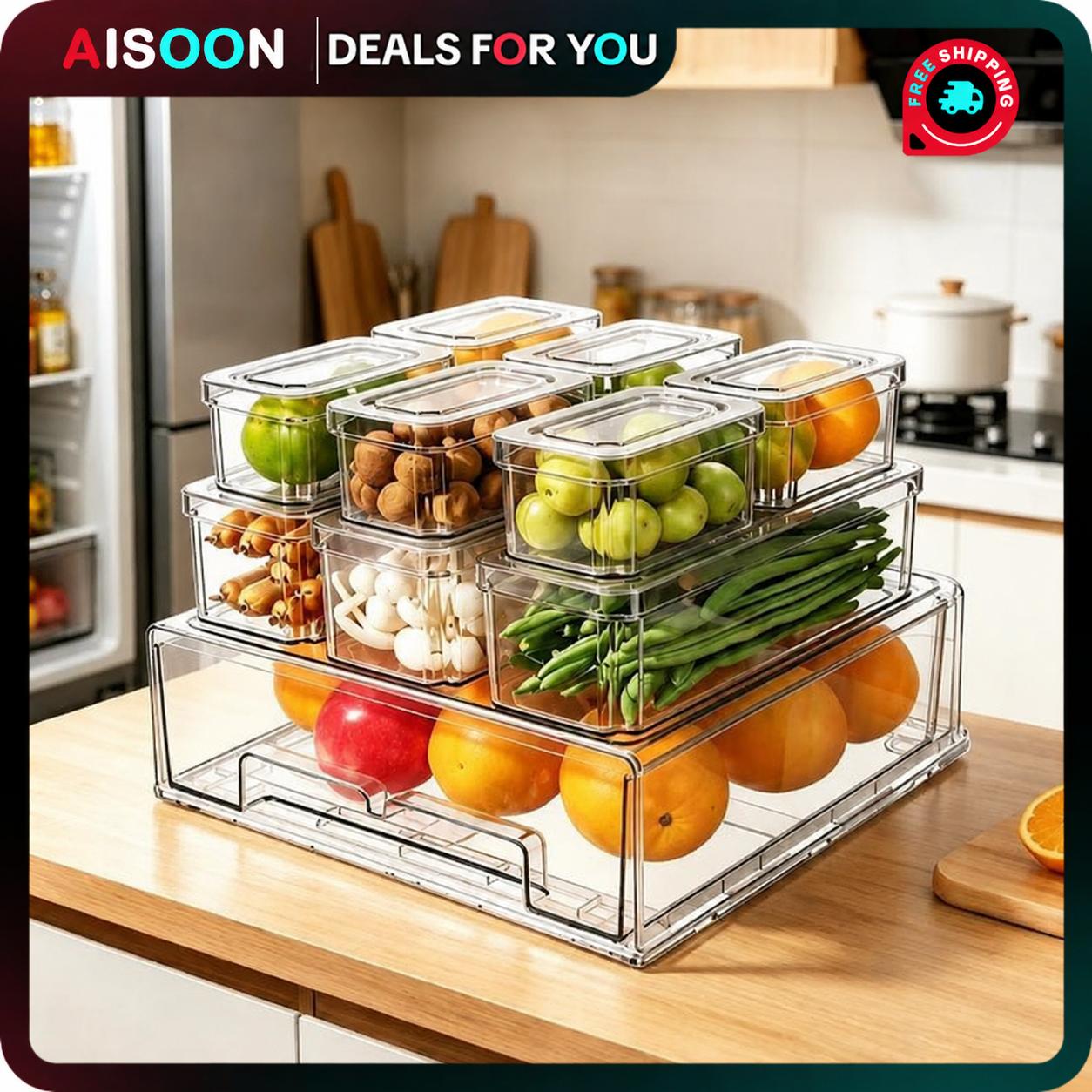 10/14Pcs Fridge Organizer Bins - Food Storage Without Plastic recension och pris