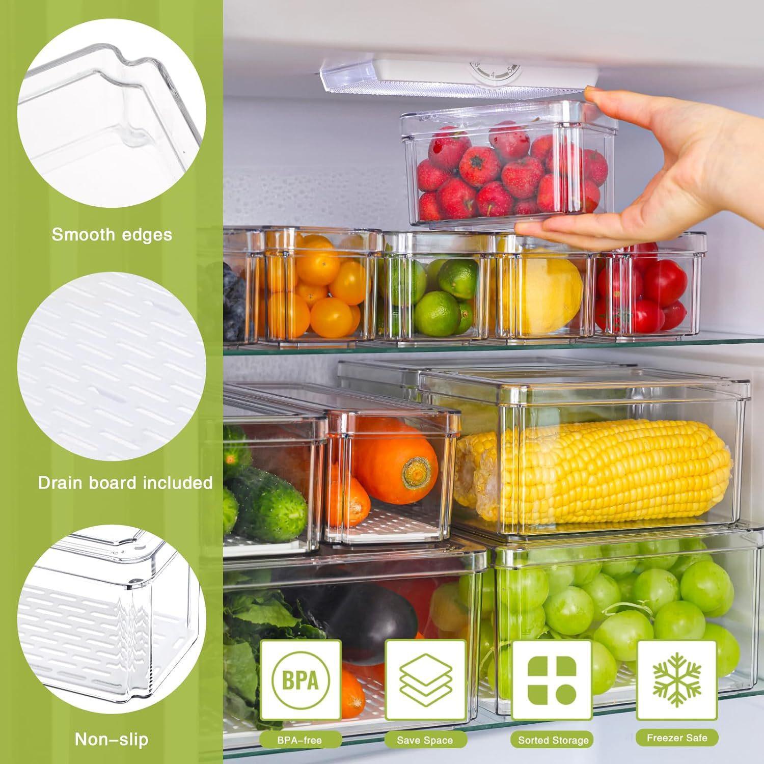 10/14Pcs Fridge Organizer Bins - Food Storage Without Plastic recension och pris