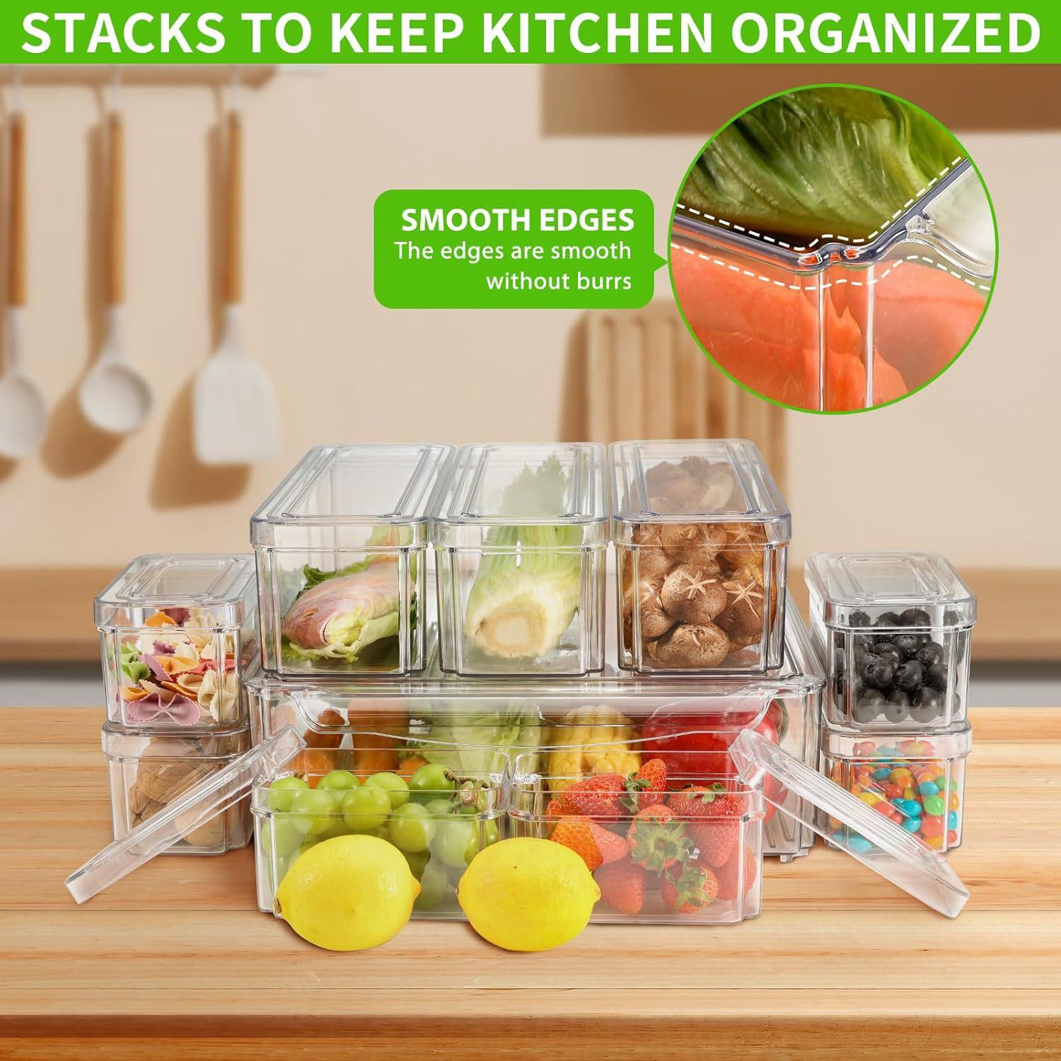 10/14Pcs Fridge Organizer Bins - Food Storage Without Plastic recension och pris