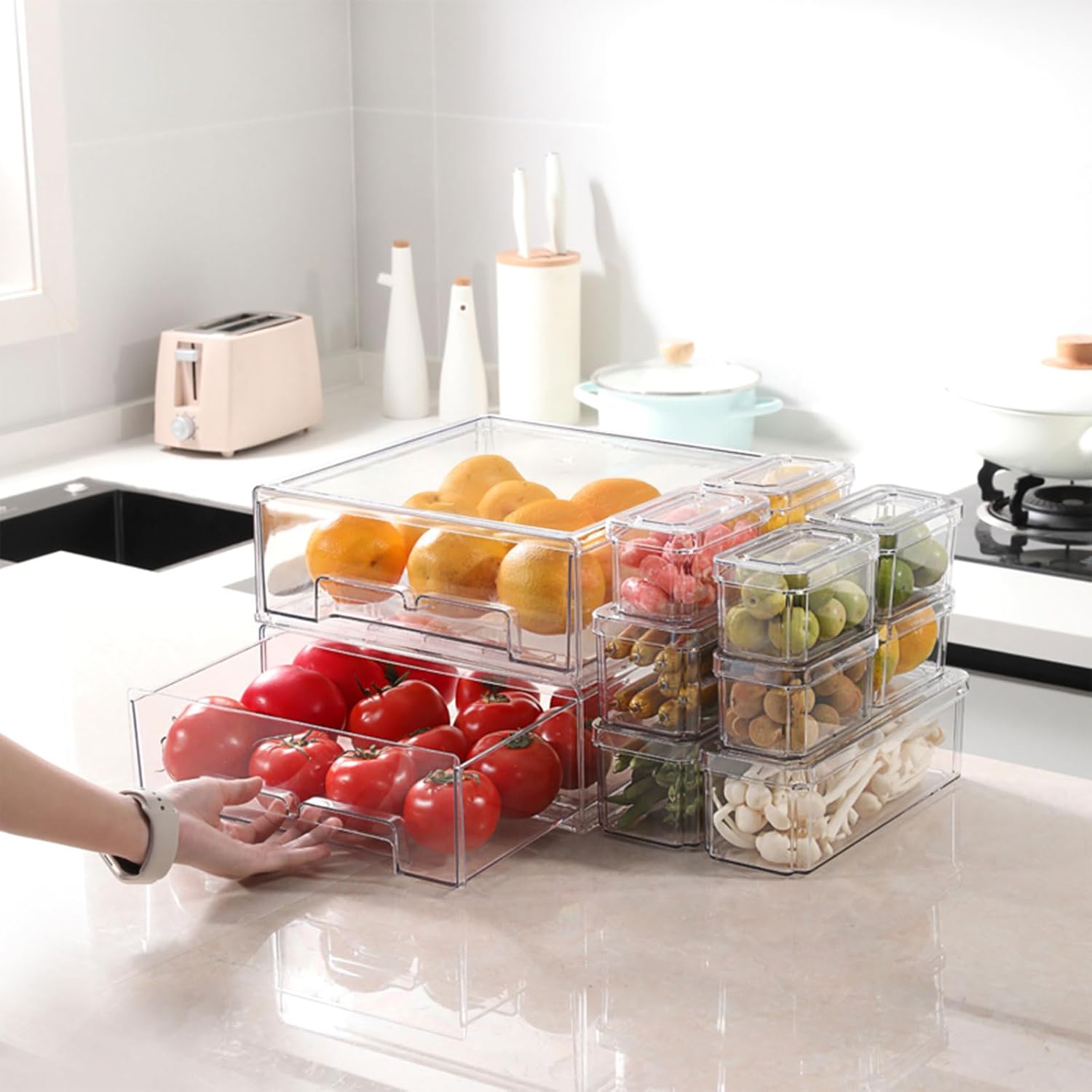10/14Pcs Fridge Organizer Bins - Food Storage Without Plastic recension och pris