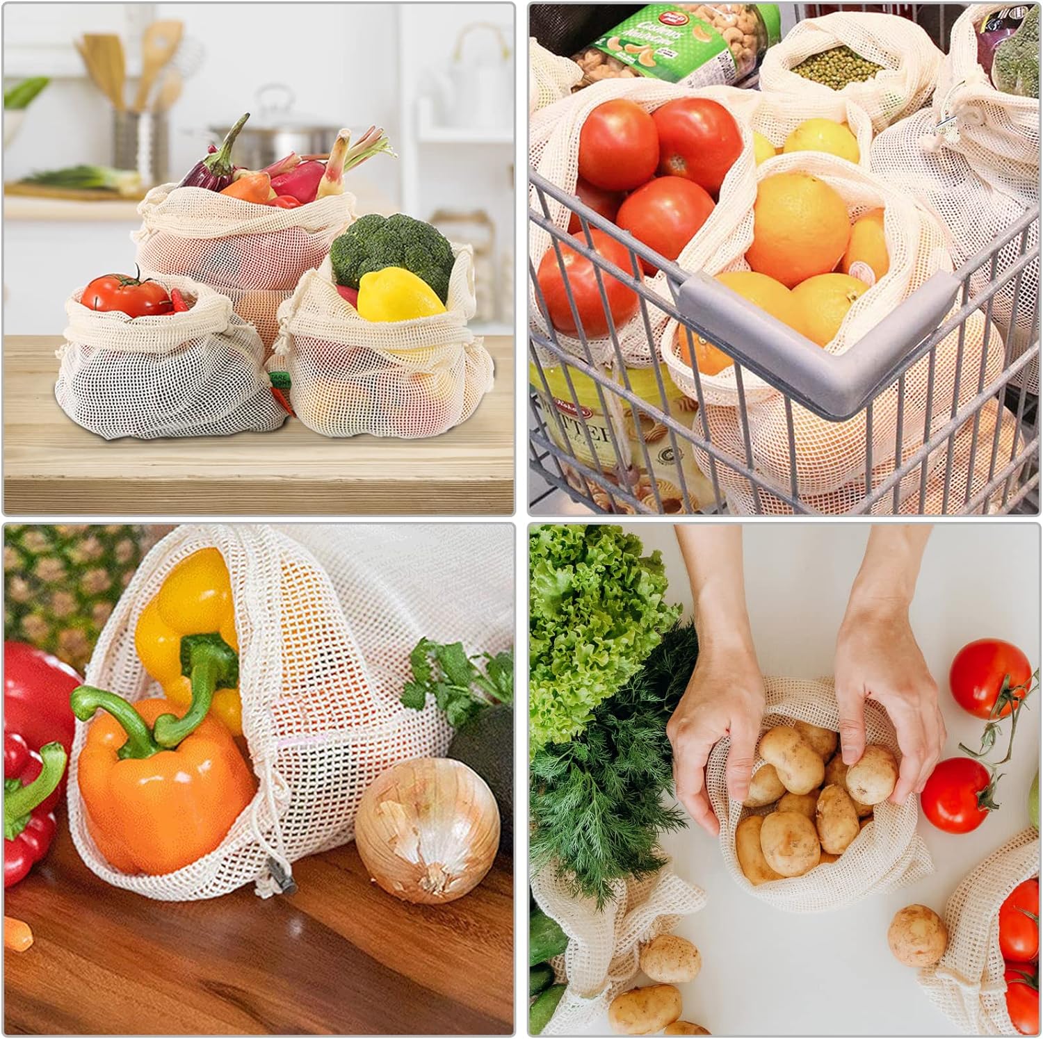 3pcs Reusable Cotton Mesh Prod - Produce Bag Reusable Mesh recension och pris