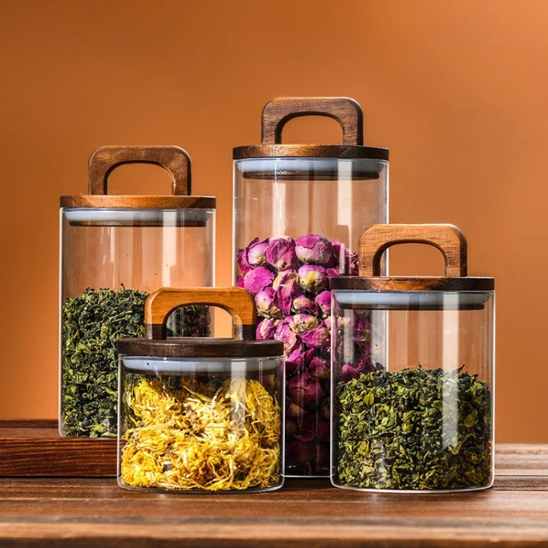 Clear Glass Jar with Bamboo Li - Food Storage Glass Containers recension och pris