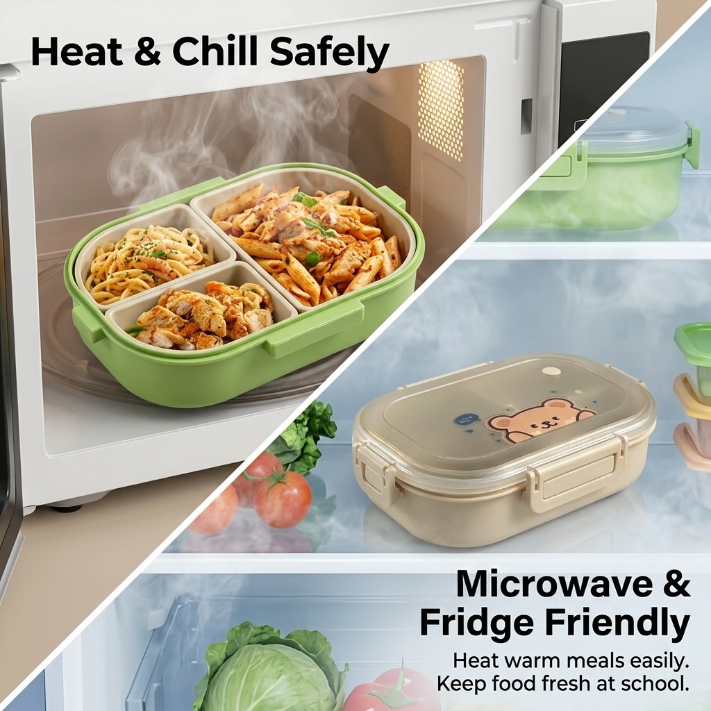 Reusable Plastic Divided Bento - Food Storage Microwave Safe recension och pris