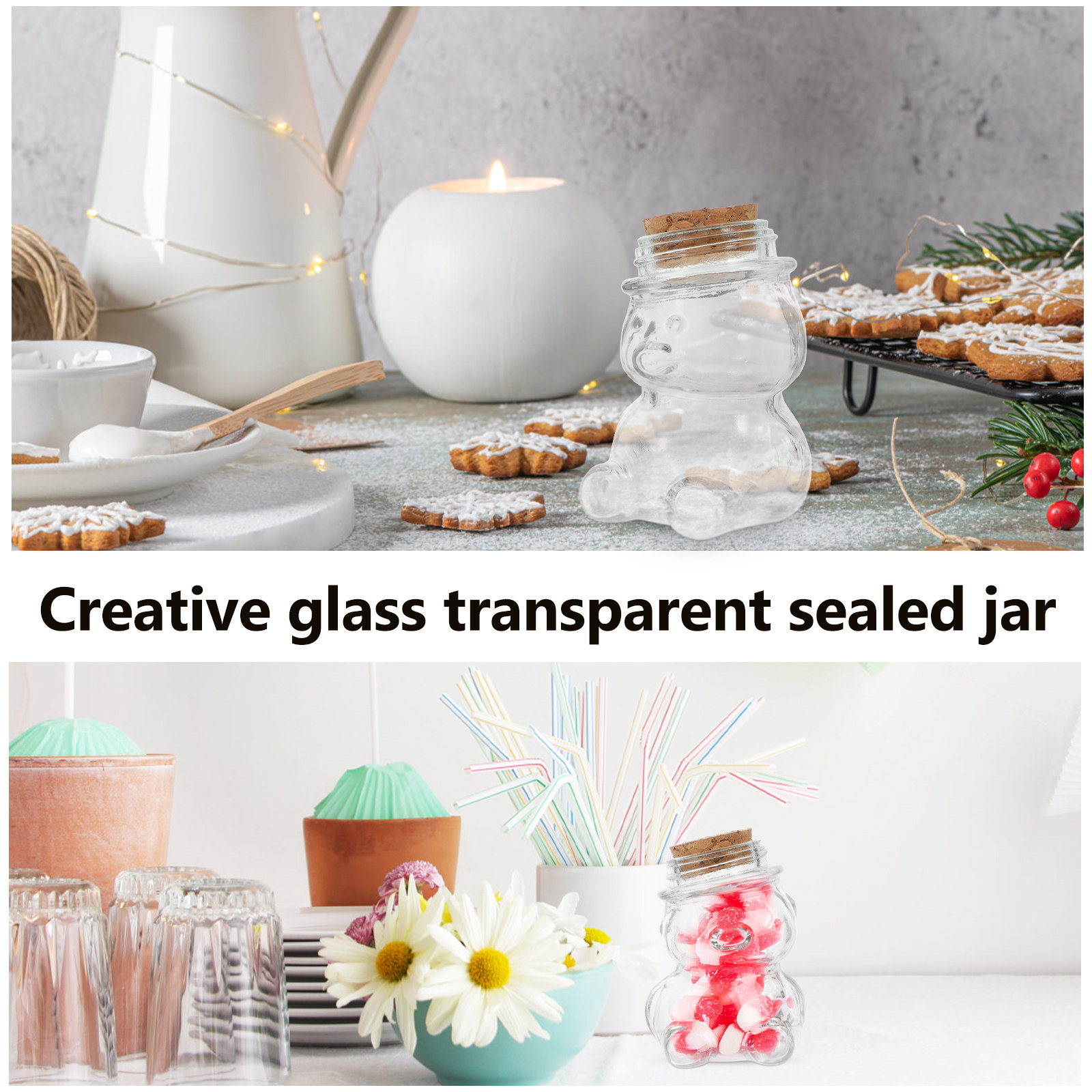 4Pcs Glass Candy Jar Set Trans - Food Storage Glass Containers recension och pris