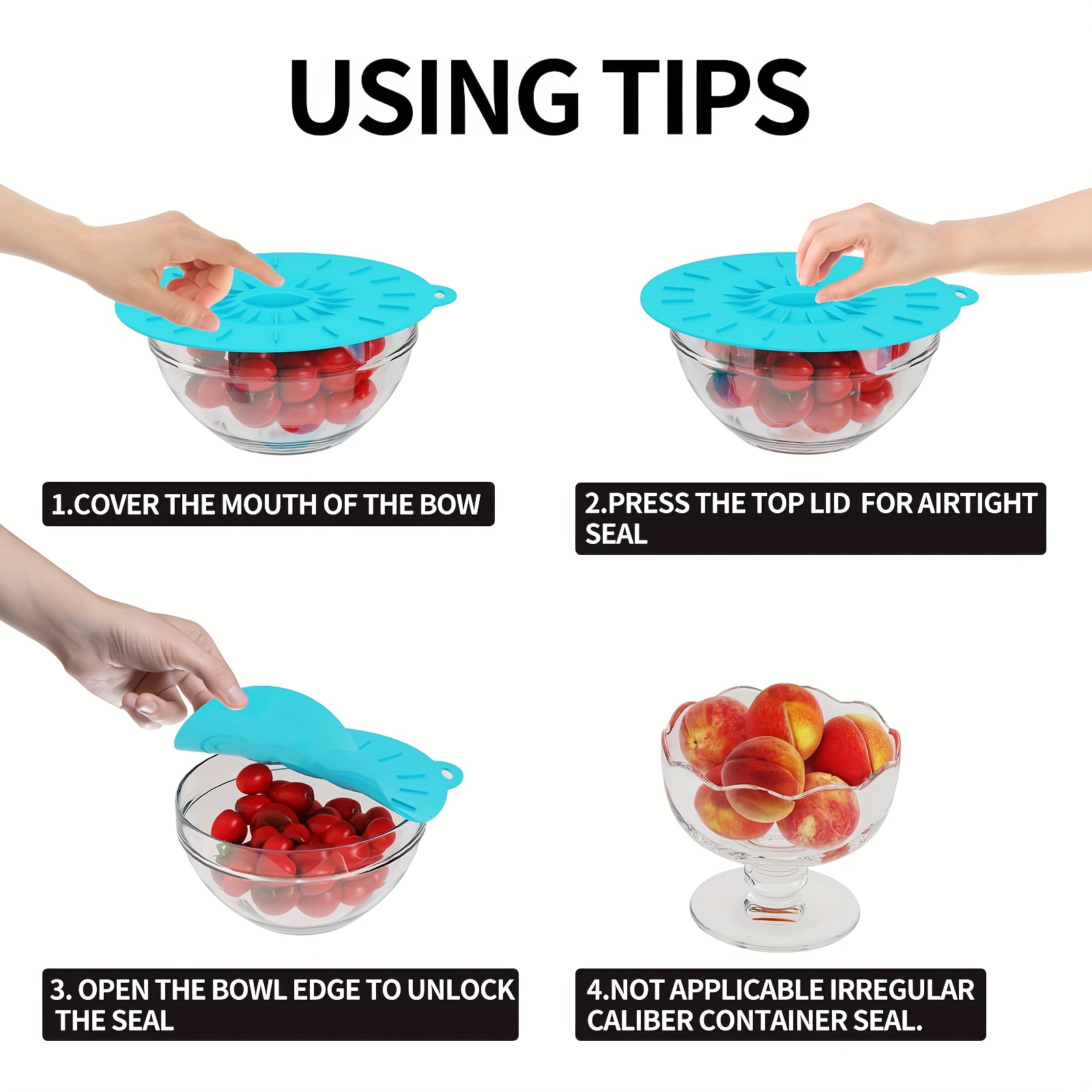 5-Piece Silicone Lids, Heat-Re - Food Storage Utensils recension och pris