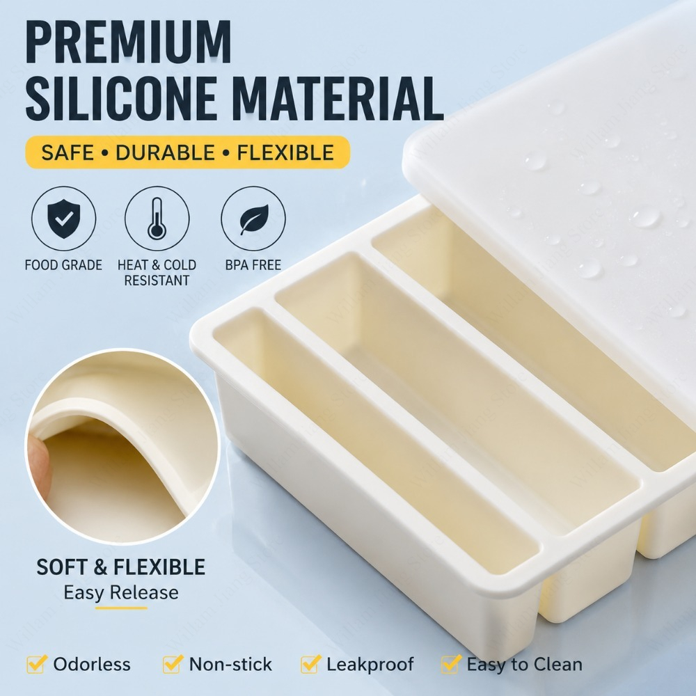 Durable Silicone Freezing Tray - Storage Food Tray recension och pris